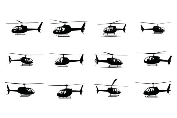 Helicopters Silhouettes Collection for Diverse Projects