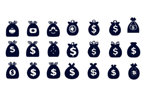 Money Bag Icons Set for Designers, Apps, and Print
