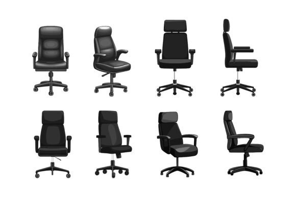 Office Chairs Silhouettes Vector