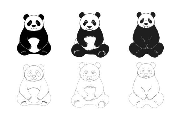 Panda Silhouette Vector Set: Clean & Creative Design Assets