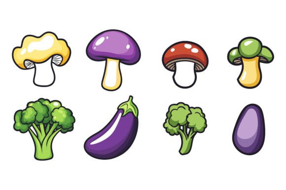 Set of Vegetable Stickers: Fresh AI EPS Illustrations