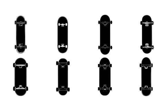 Skateboard Icon Vector Set: Versatile Graphics for Modern Creative Projects