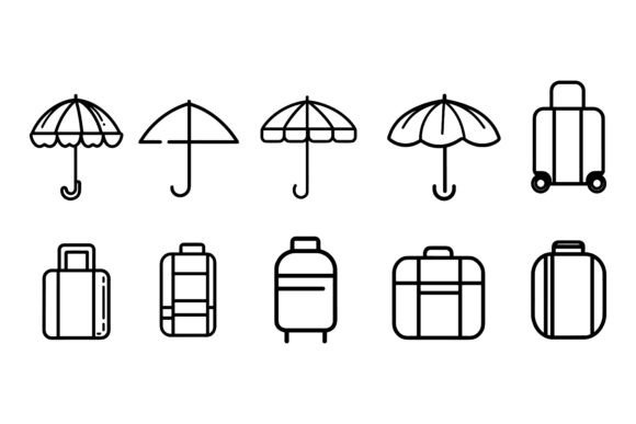 Umbrella Related Vector Line Icons That Fit Into Daily Creative Work